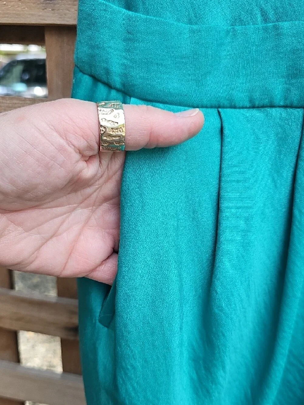 BCBGMaxAzria Teal Draped Cowl Midi Dress - Picture 2 of 9